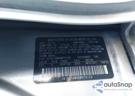 2022 Nissan Rogue Sport S Awd Xtronic Cvt z USA, uszkodzony, nr VIN JN1BJ1AW6NW476128